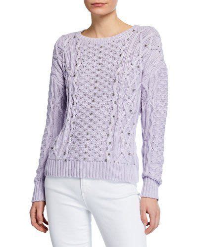 michael kors beaded cable knit sweater purple|Cable Knit Sweater .